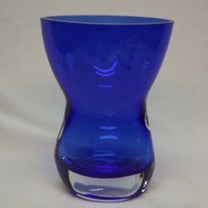Cobalt Blue Hand Blown Art Glass Vase Crafted at the Krosno Glass Works Poland